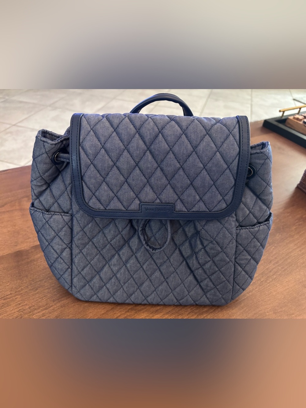Vera Bradley Quilted Navy Denim Blue Backpack